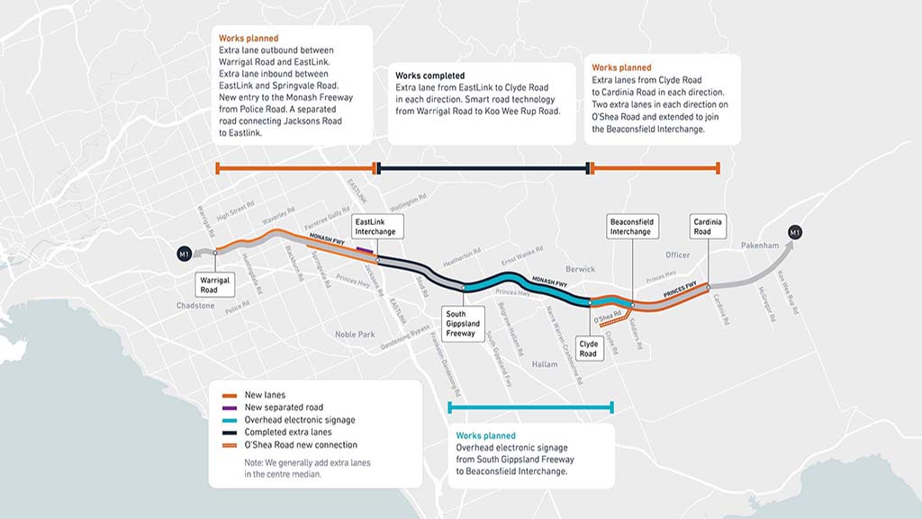 map of Monash freeway